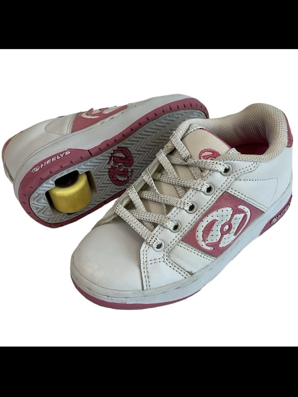HEELYS White/Metallic Pink Skate Shoes Kids Size 1 - style 9141
